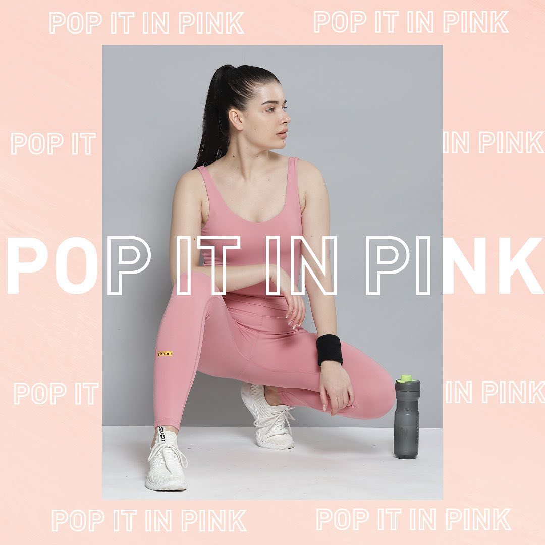 Buy Fitkin Women Light Pink Self Design Sweat Top online