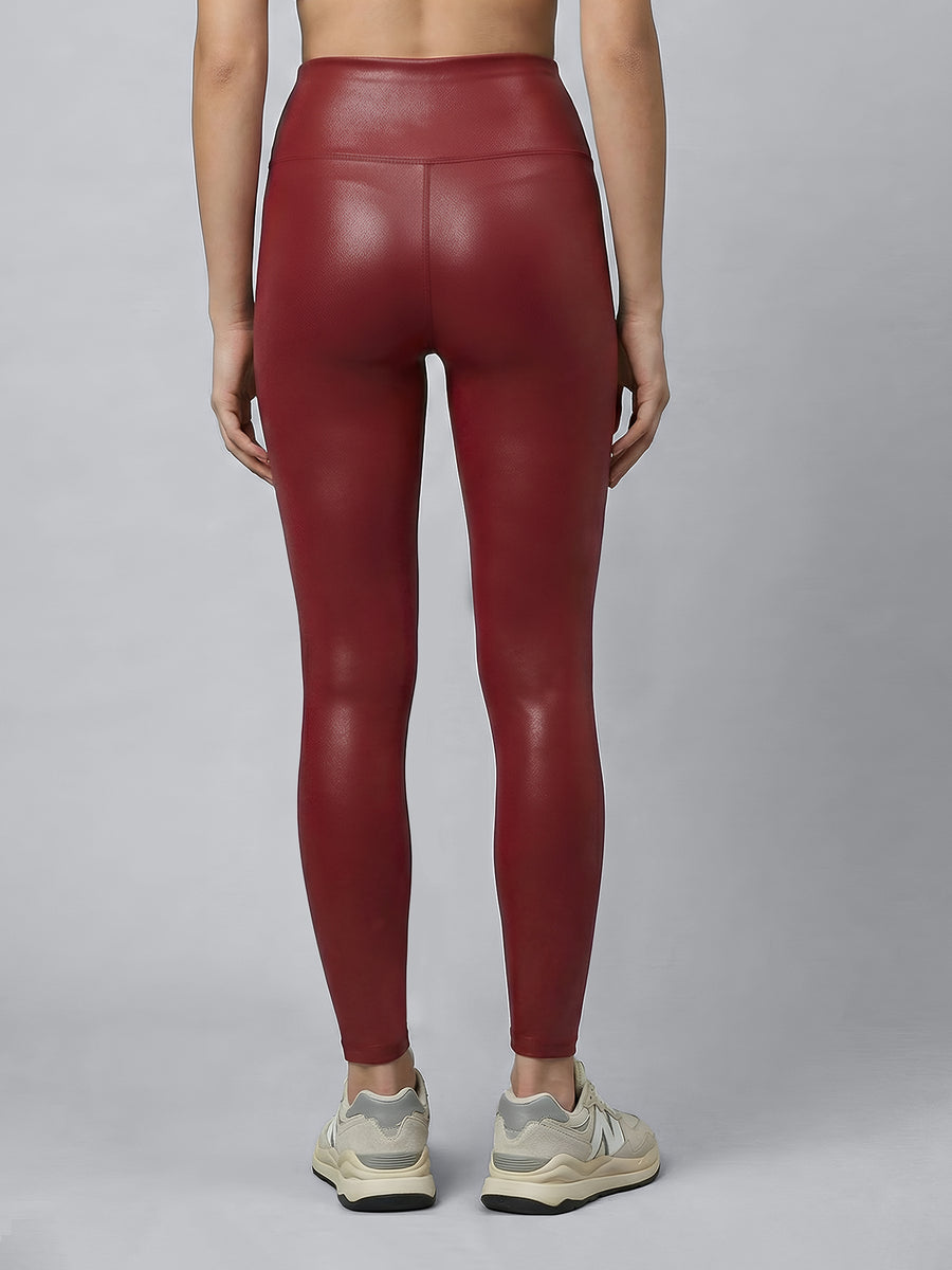 Luxe Maroon Shine On High rise Core Tights – Fitkin