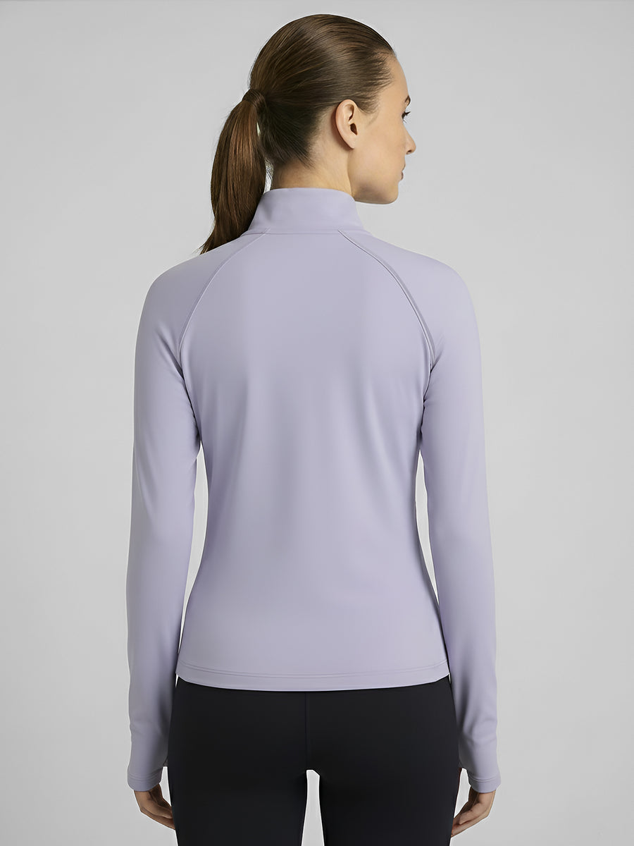 Women Lavender Grey Half Zip Full Sleeve Sports T-Shirt – Lightweight ...