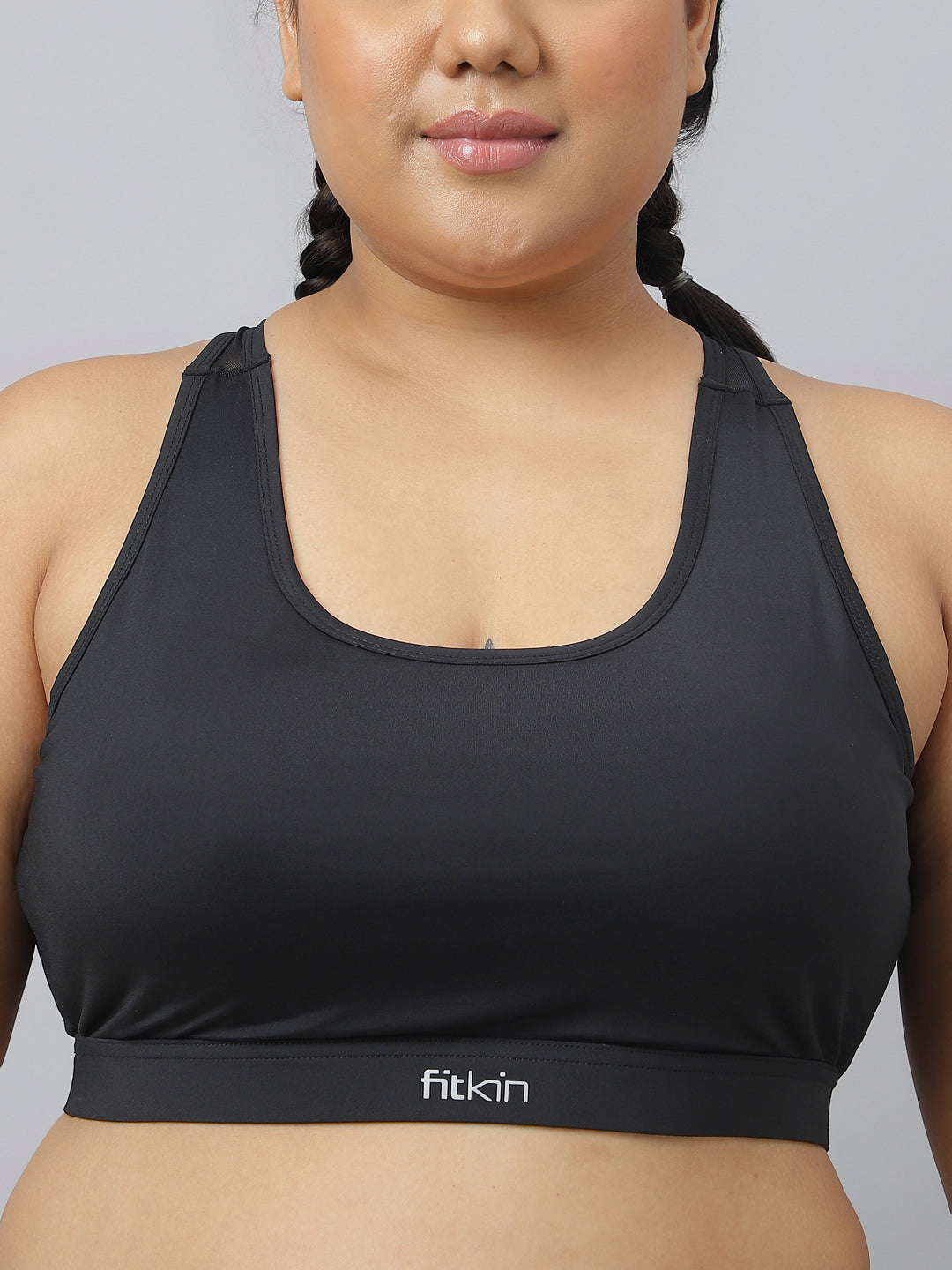 Buy Fitkin Fikin Plus Size Multi Strap Medium Support Black Sports