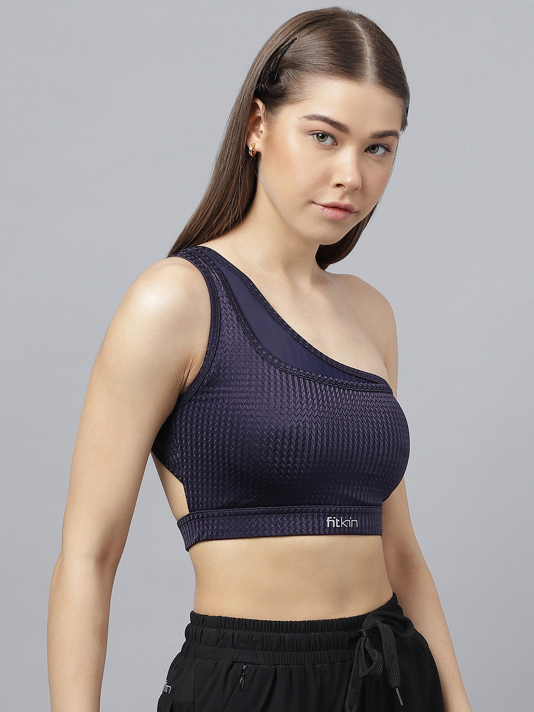 Women's self design one shoulder sports bra – Fitkin