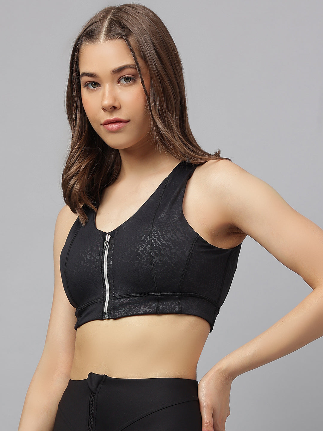 Women's snake print front zipper sports bra – Fitkin