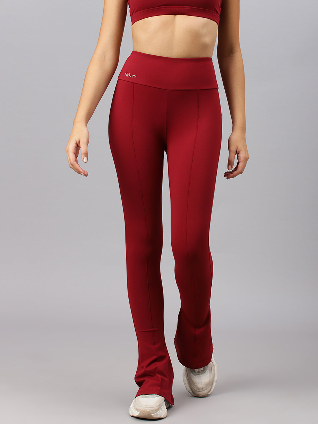 Fitkin Women's Maroon Bootcut Trackpant