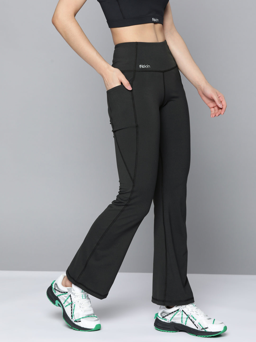 Femea Grey Women Bootcut Track Pants : Amazon.in: Clothing & Accessories