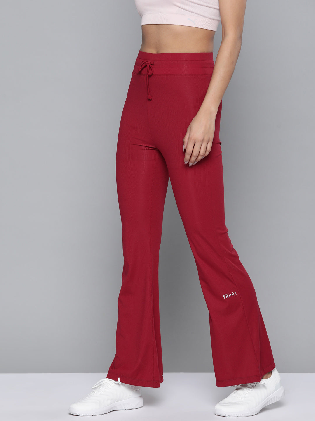 Women's Maroon Solid Relaxed Fit Dry Fit Gym Joggers – Fitkin