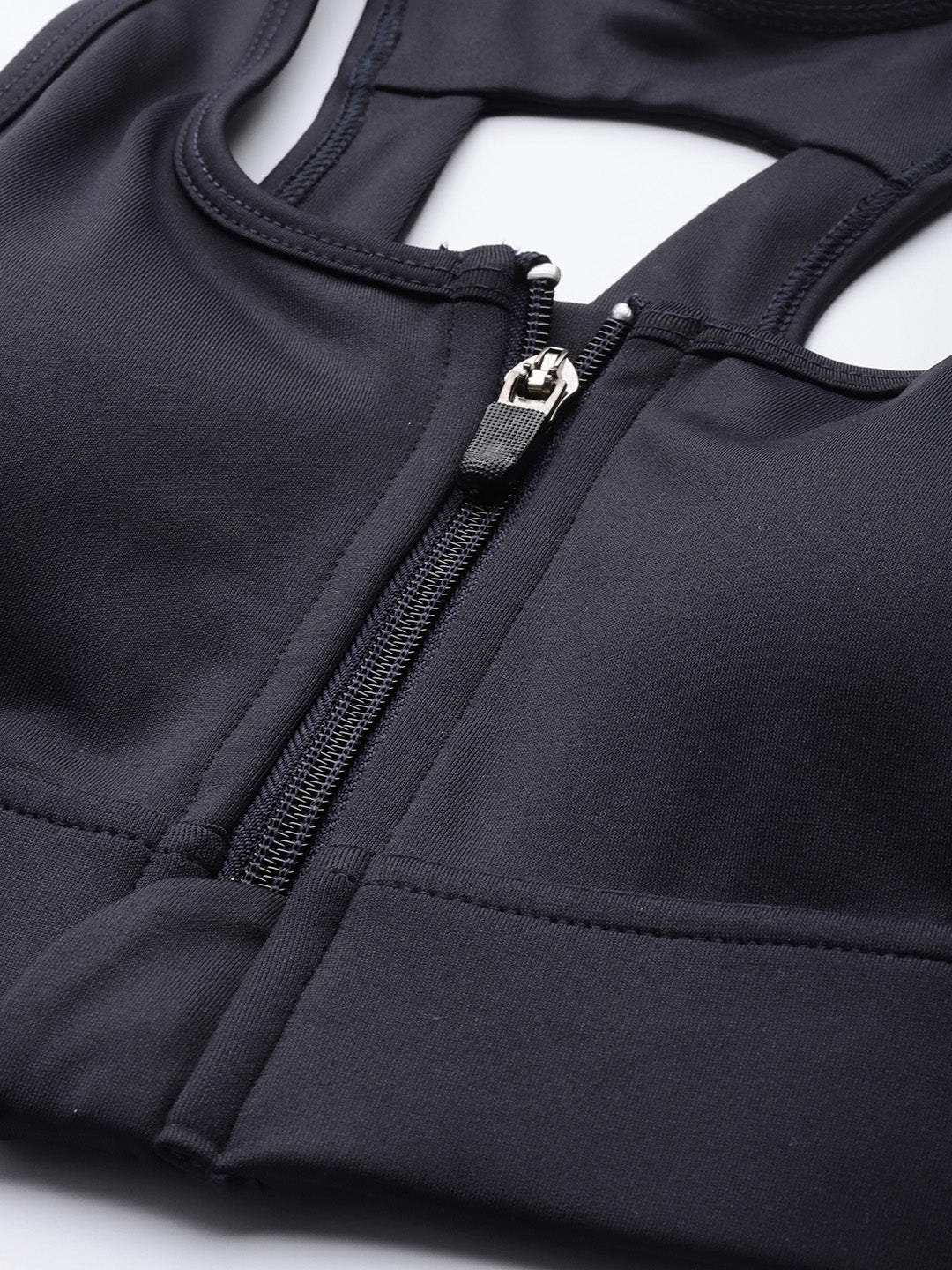 Women's detachable zip-up training Navy Blue sports bra – Fitkin